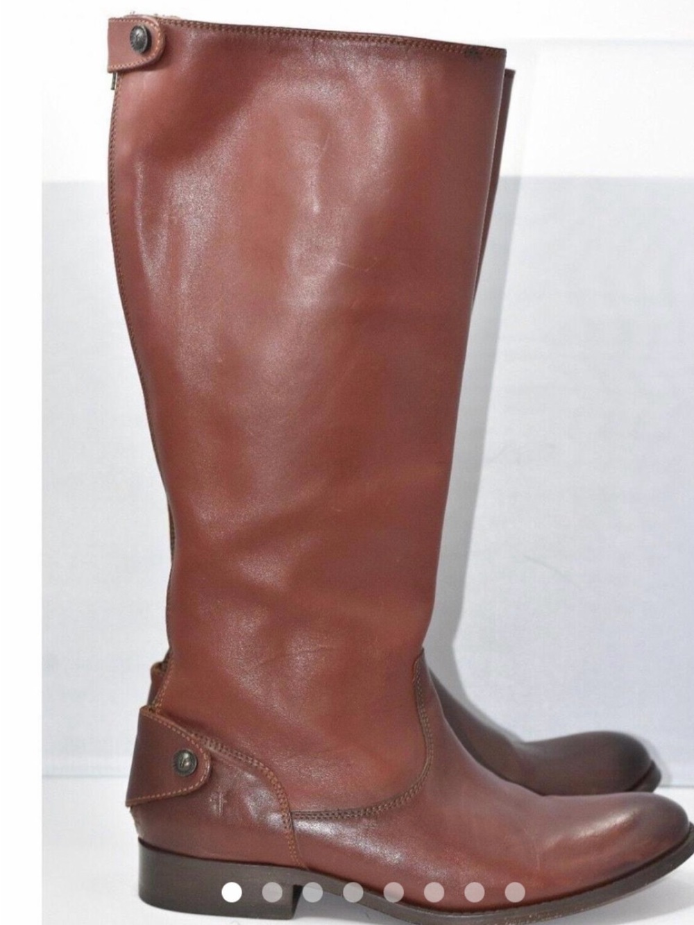 Frye Melissa Button Back Zip Tall Cognac Brown Leather
Riding Boots Womens